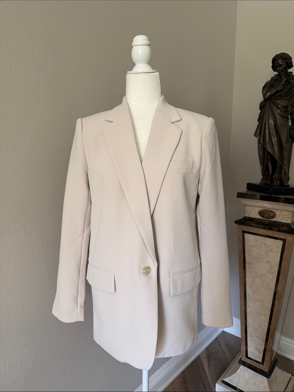 LOFT Women's Light Beige Single-Button Blazer